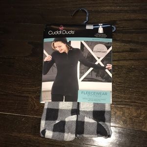 Cuddl Duds NWT Fleecewear Half Zip Hoodie Grey Buffalo Plaid Small